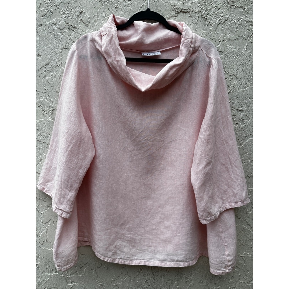 Bryn Walker Linen Cowl Neck Boxy Top Women XL Lagenlook